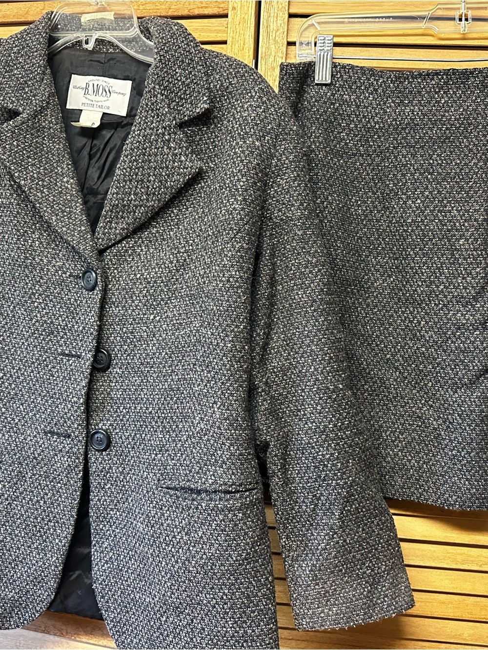 Tailor B. Moss Black and Gray Tweed Blazer & Skirt Set